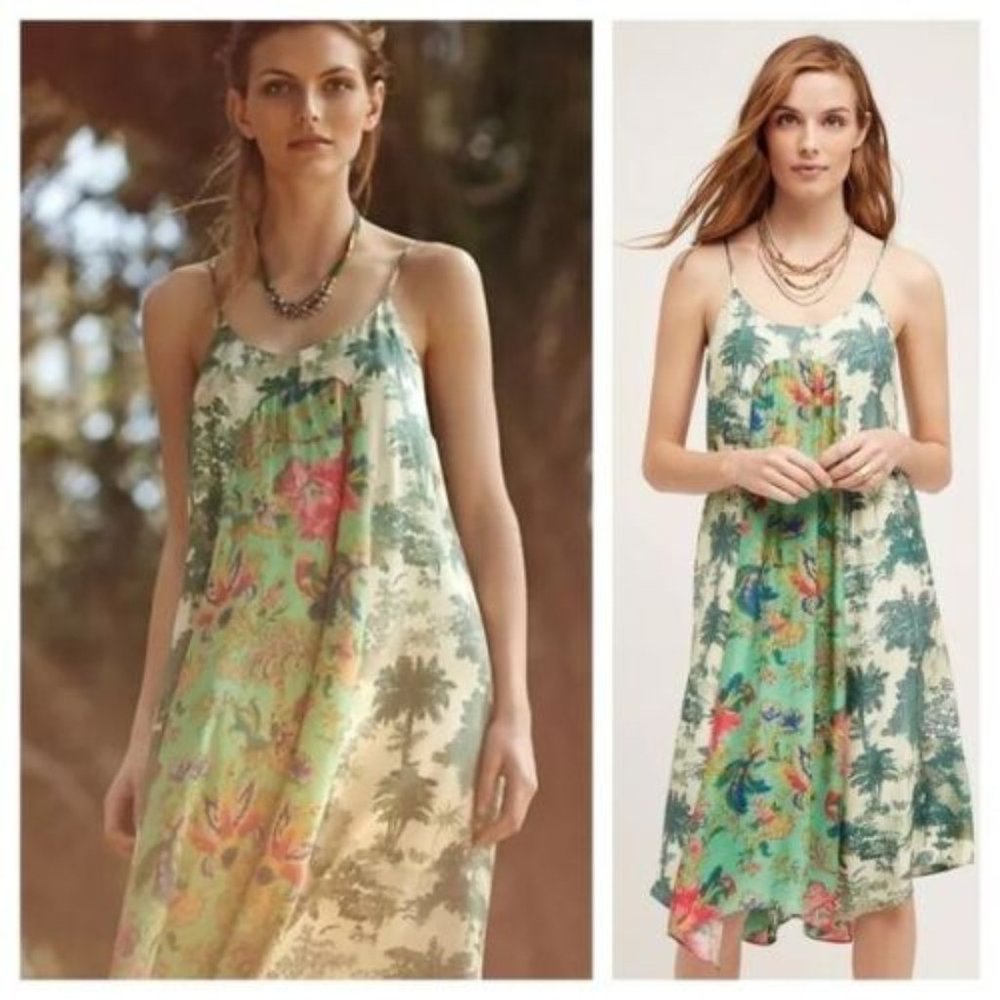 Anthropologie/ Maeve Santee tropic tank swing midi dress L